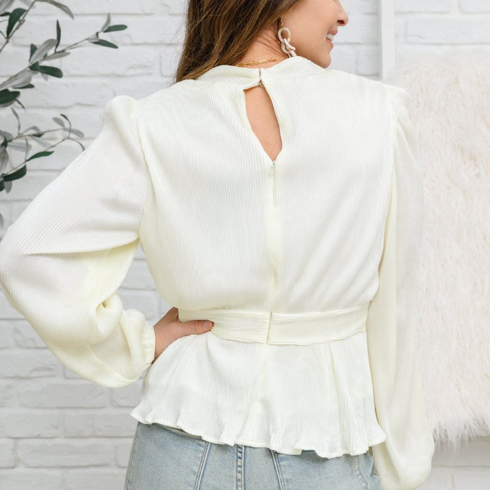 XANIDU LONG SLEEVE V NECK BLOUSE IN WHITE - Picture 3 of 4